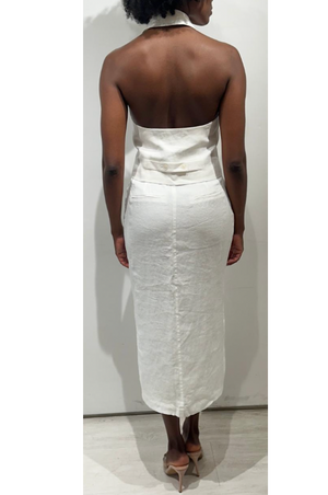 Sans Faff Salin Linen Midi Skirt | White