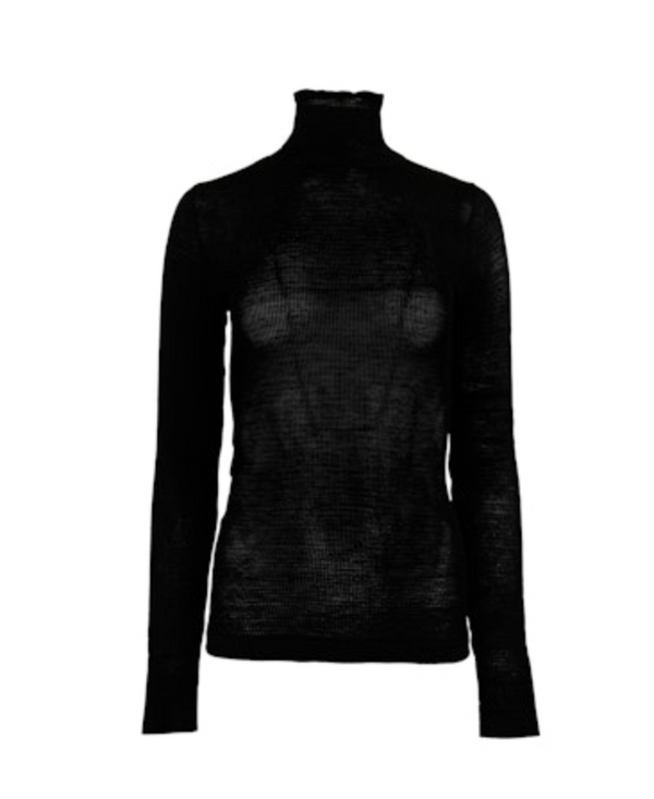 Theo the Label Nomia Second Skin Sheer Turtleneck | Black