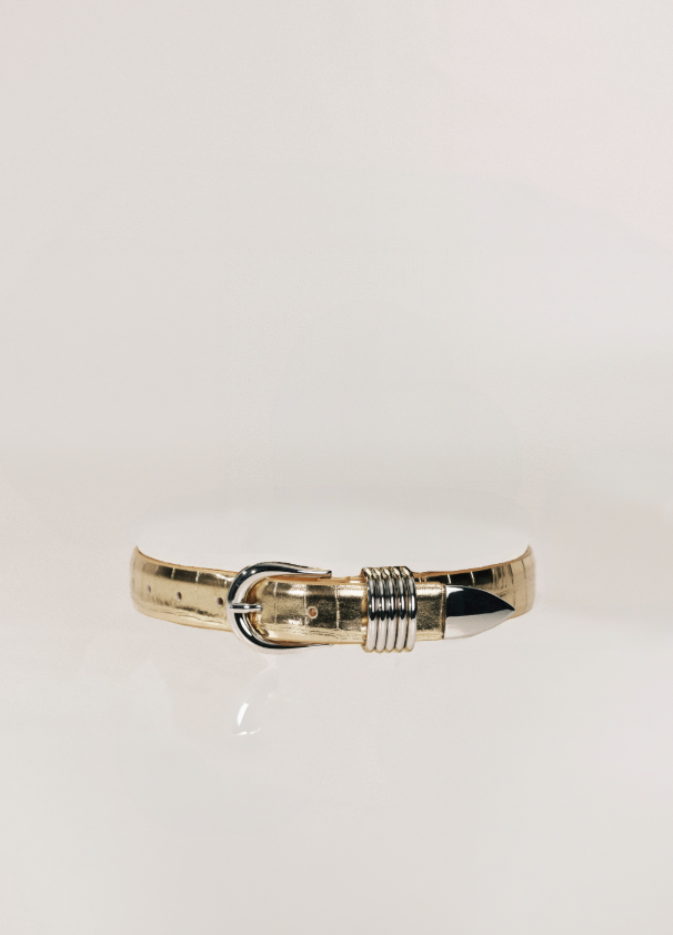 Hollyhock Mirror Croc Embossed | Gold/Silver