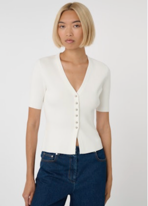 Toccin Charity Button - Front Short Sleeve Top | Optic