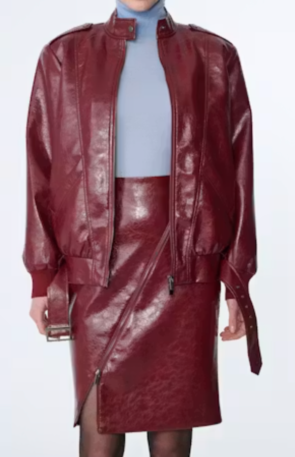 Keeley Belted Biker Jacket | Oxblood