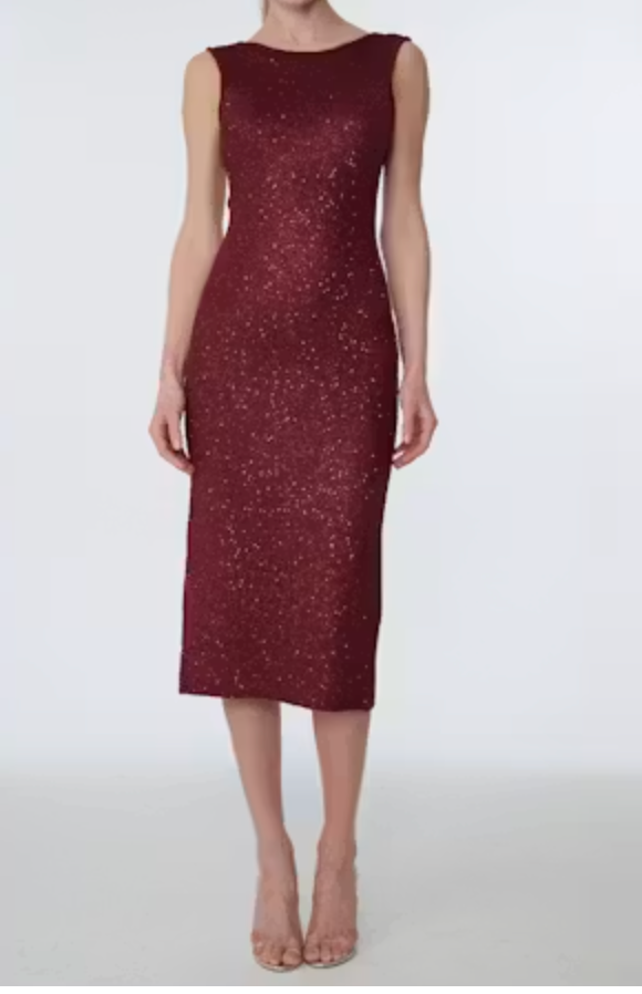 Cleo Low Back Midi Dress | Oxblood