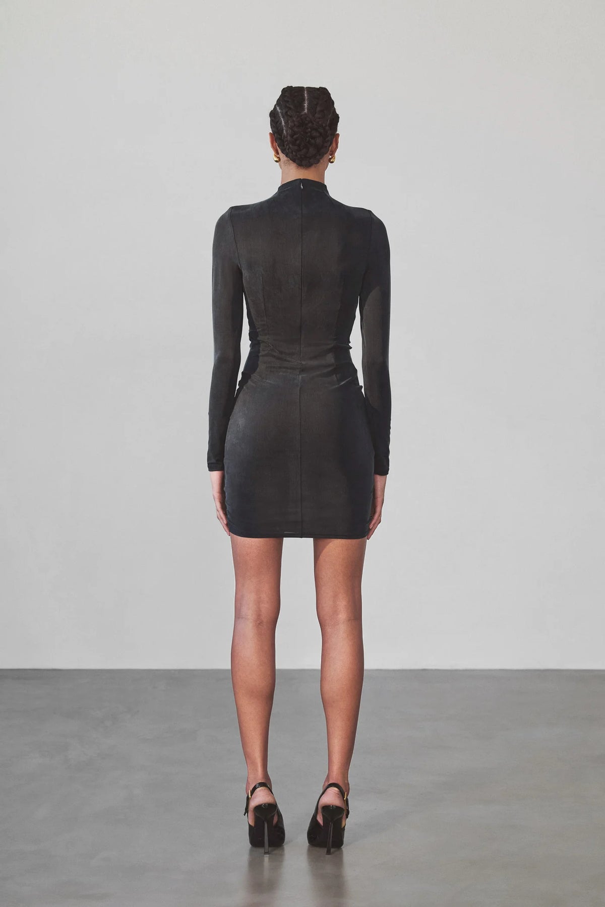 Ronni Mini Dress | Black Brushed Cupro