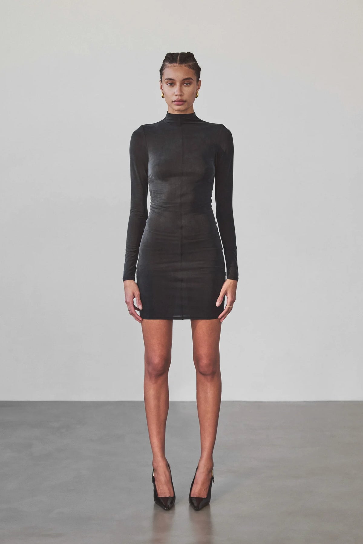 Ronni Mini Dress | Black Brushed Cupro