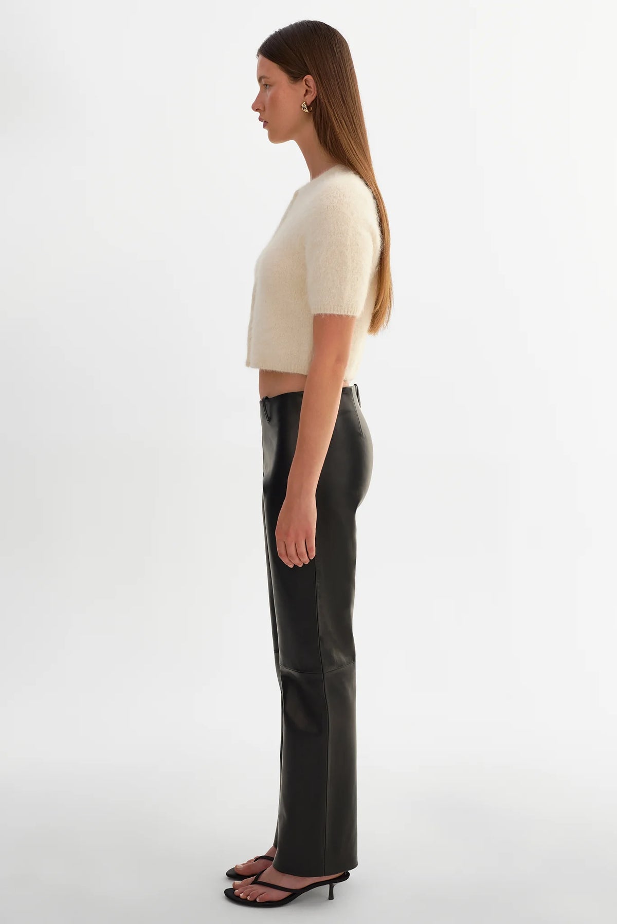 Tia Low Rise Leather Pants | Black