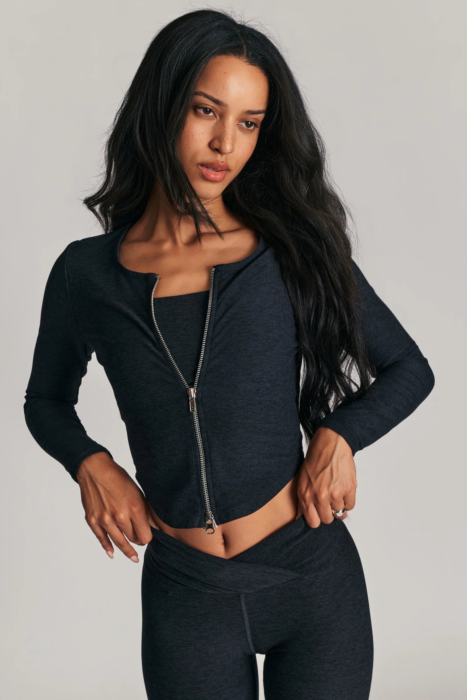 Stretch Zip Up Cardigan