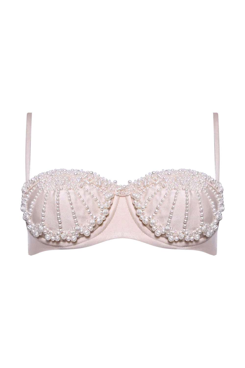 Coral Golden Dune Lycra Embroidered Bikini Top