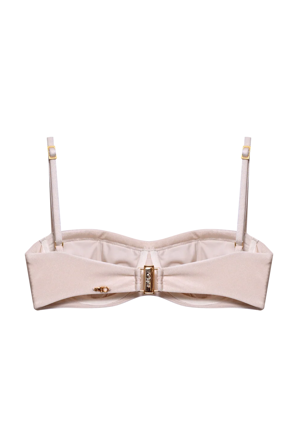 Coral Golden Dune Lycra Embroidered Bikini Top