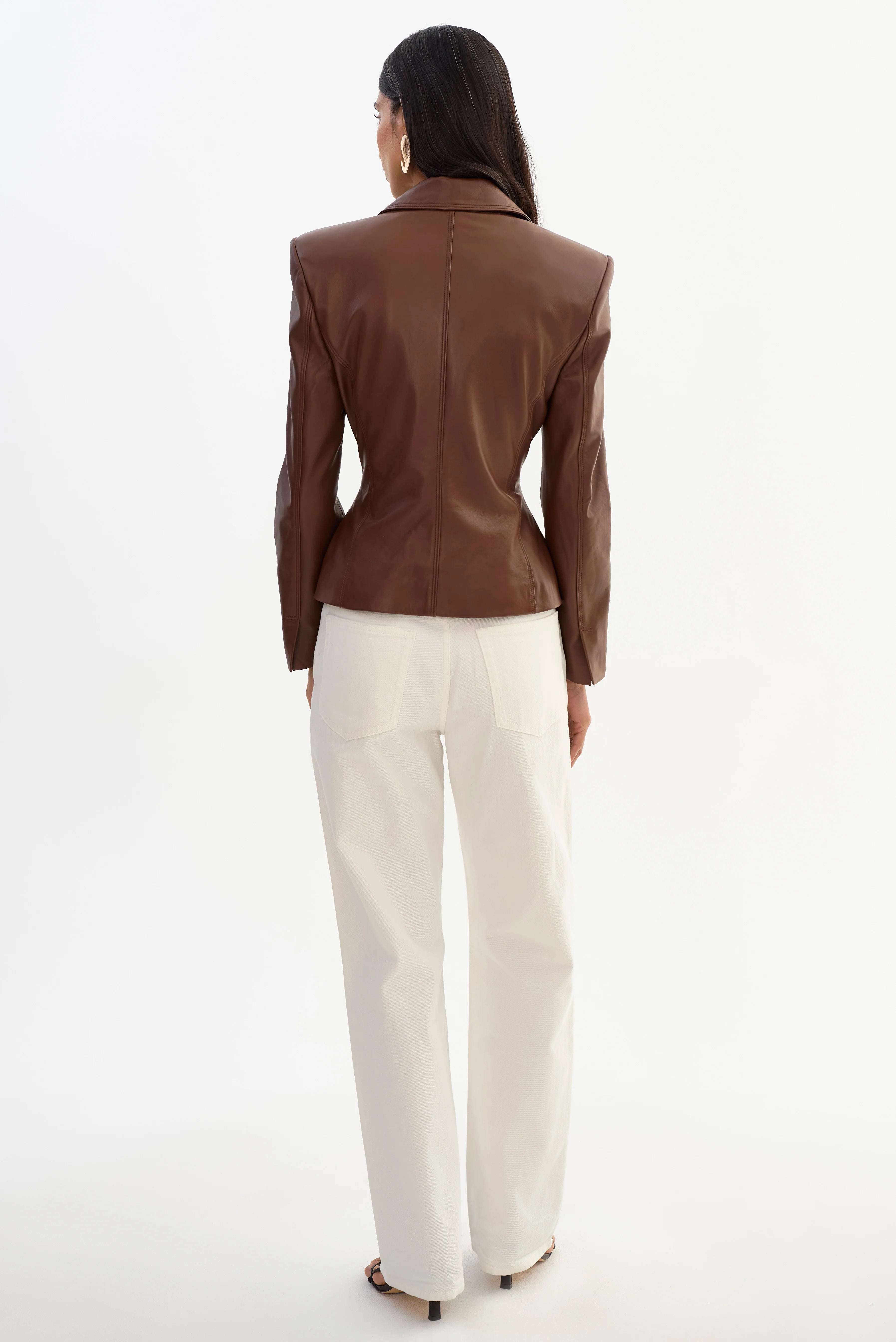 Wiley Belted Leather Blazer | Mid Brown