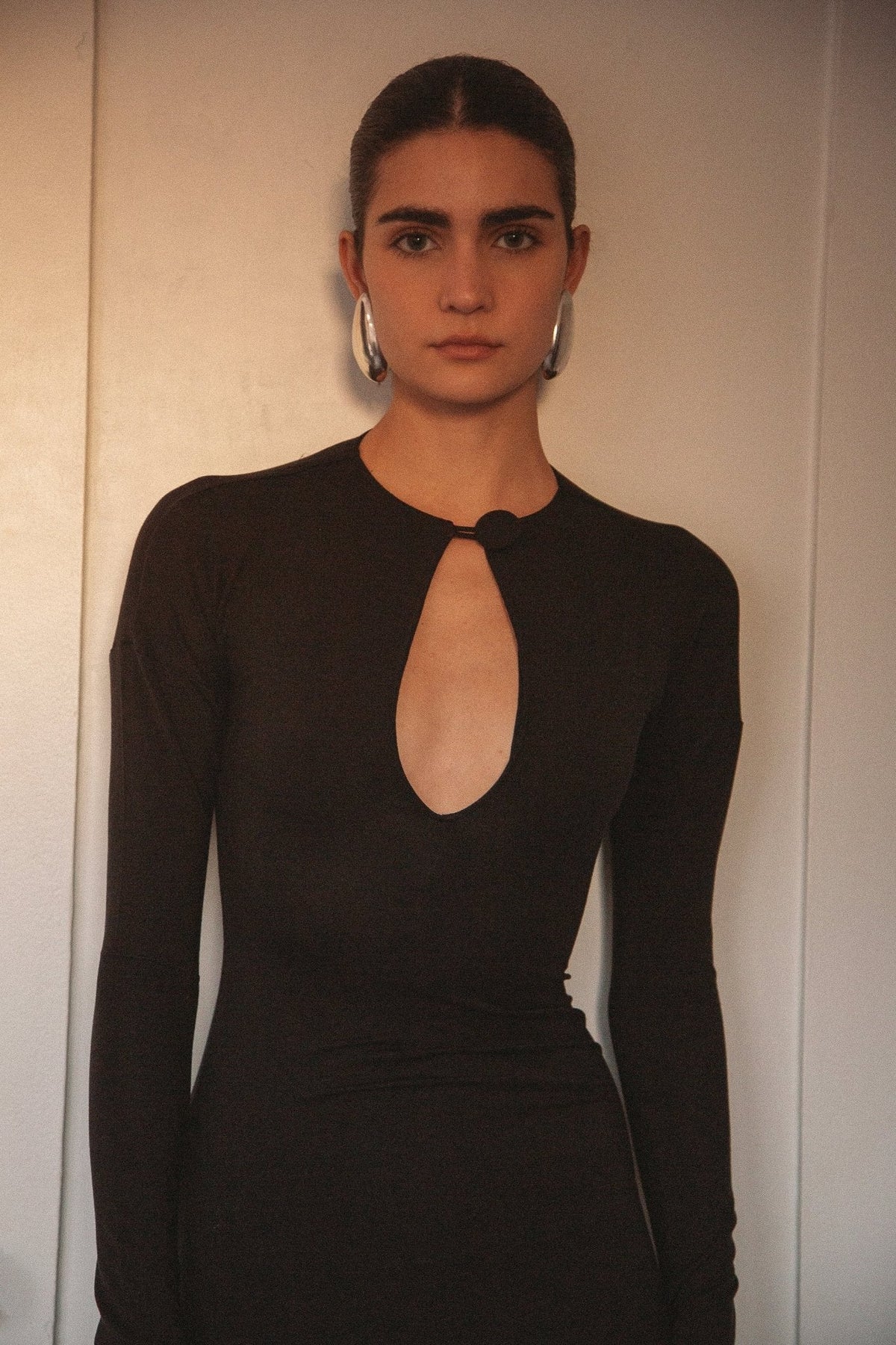 Abbi Keyhole Ribbed Jersey Dress | Black