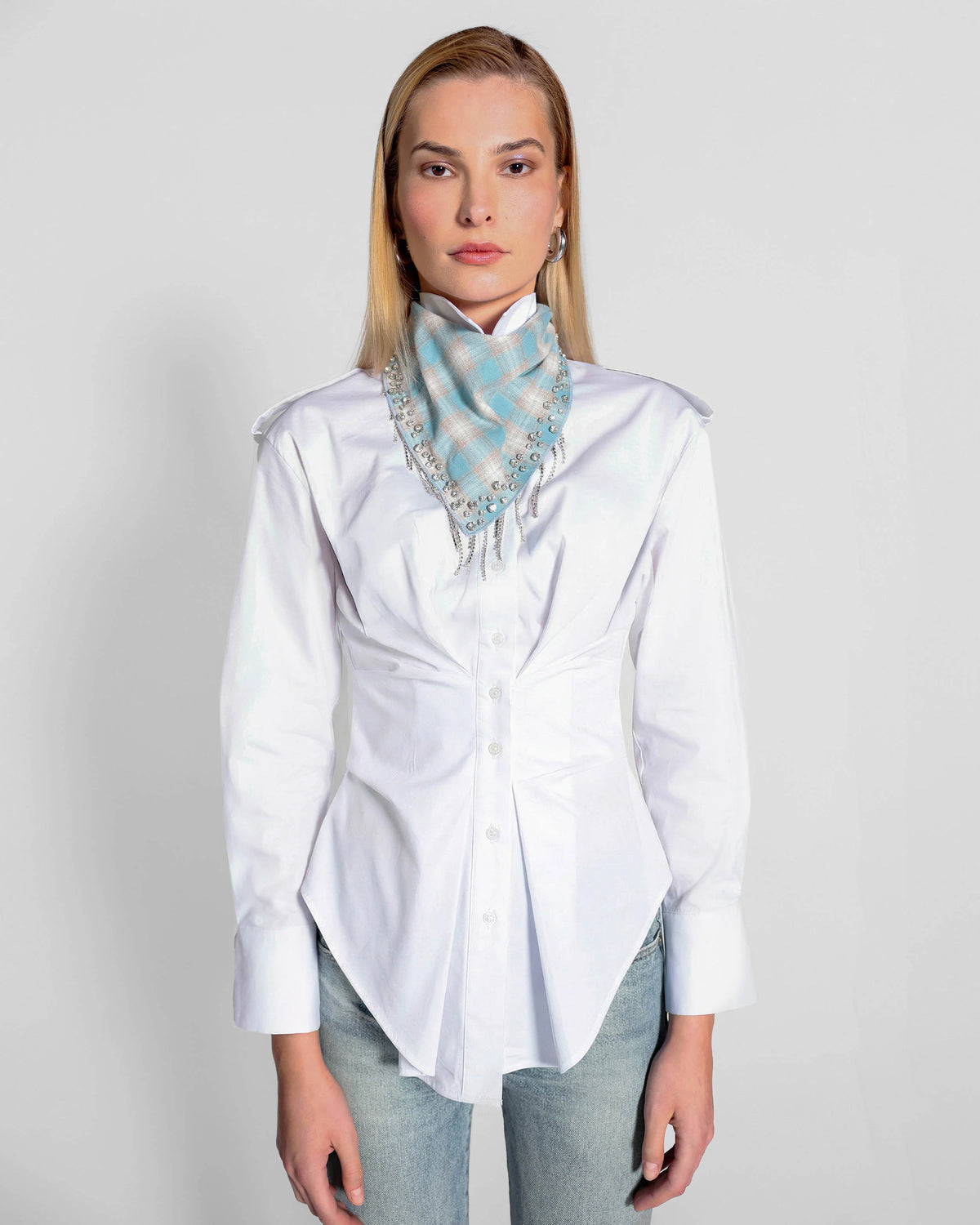 Europa Plaid Flannel Embellished Scarf | Stillwater