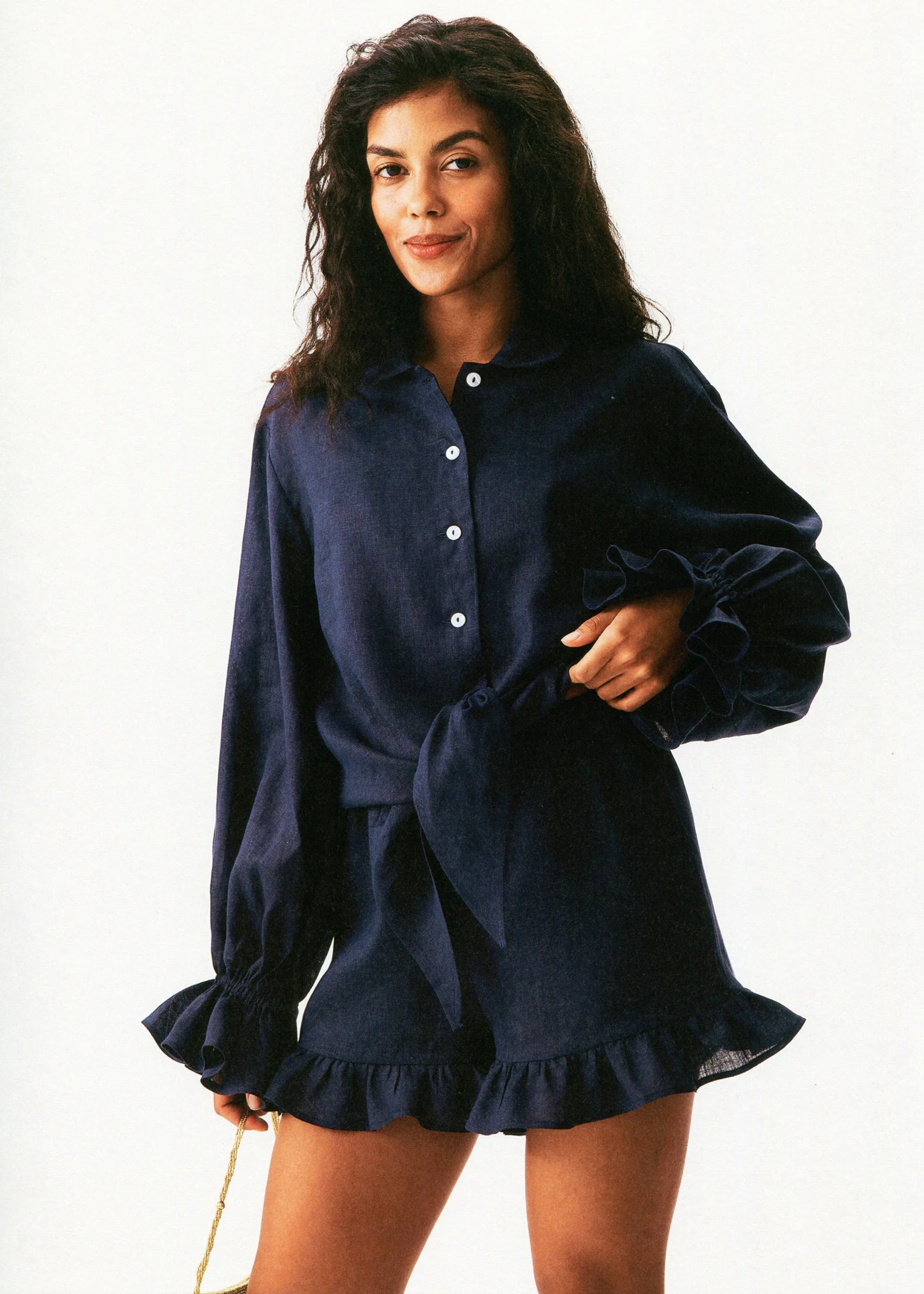 Rumba Linen Lounge Short Set | Navy
