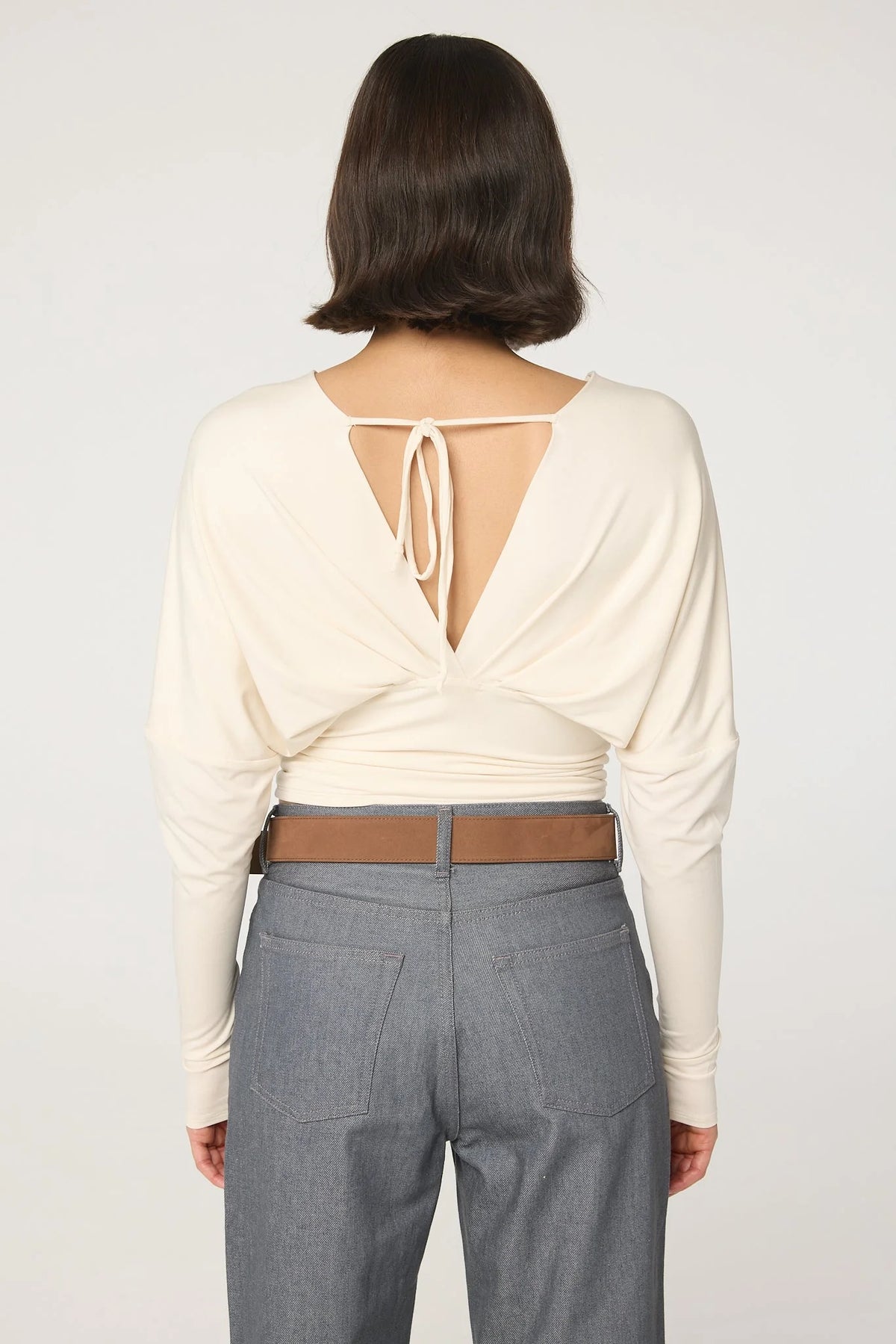 Selvie Dropped Shoulder Long Sleeve Top| Vanilla