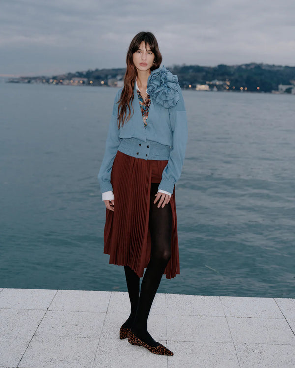 Theo the Label Atlas Midi Skirt | Koffee Bean