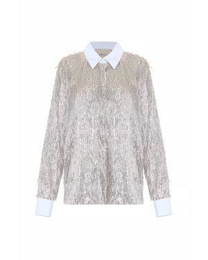 Theo the Label Kleio Sequin Shirt | Sand