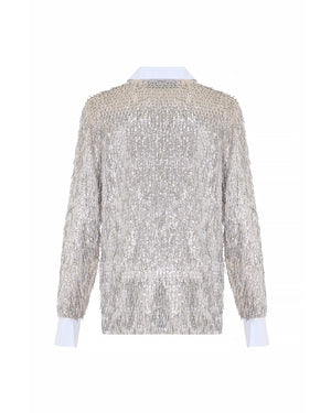 Theo the Label Kleio Sequin Shirt | Sand