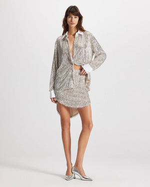 Theo the Label Kleio Sequin Shirt | Sand