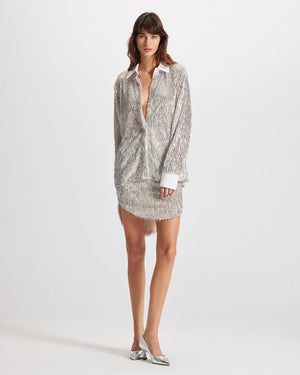 Theo the Label Kleio Sequin Skirt | Sand