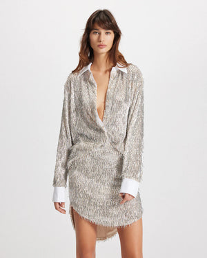 Theo the Label Kleio Sequin Skirt | Sand