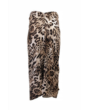 Theo the Label Danae Midi Skirt | Ruched Leopard