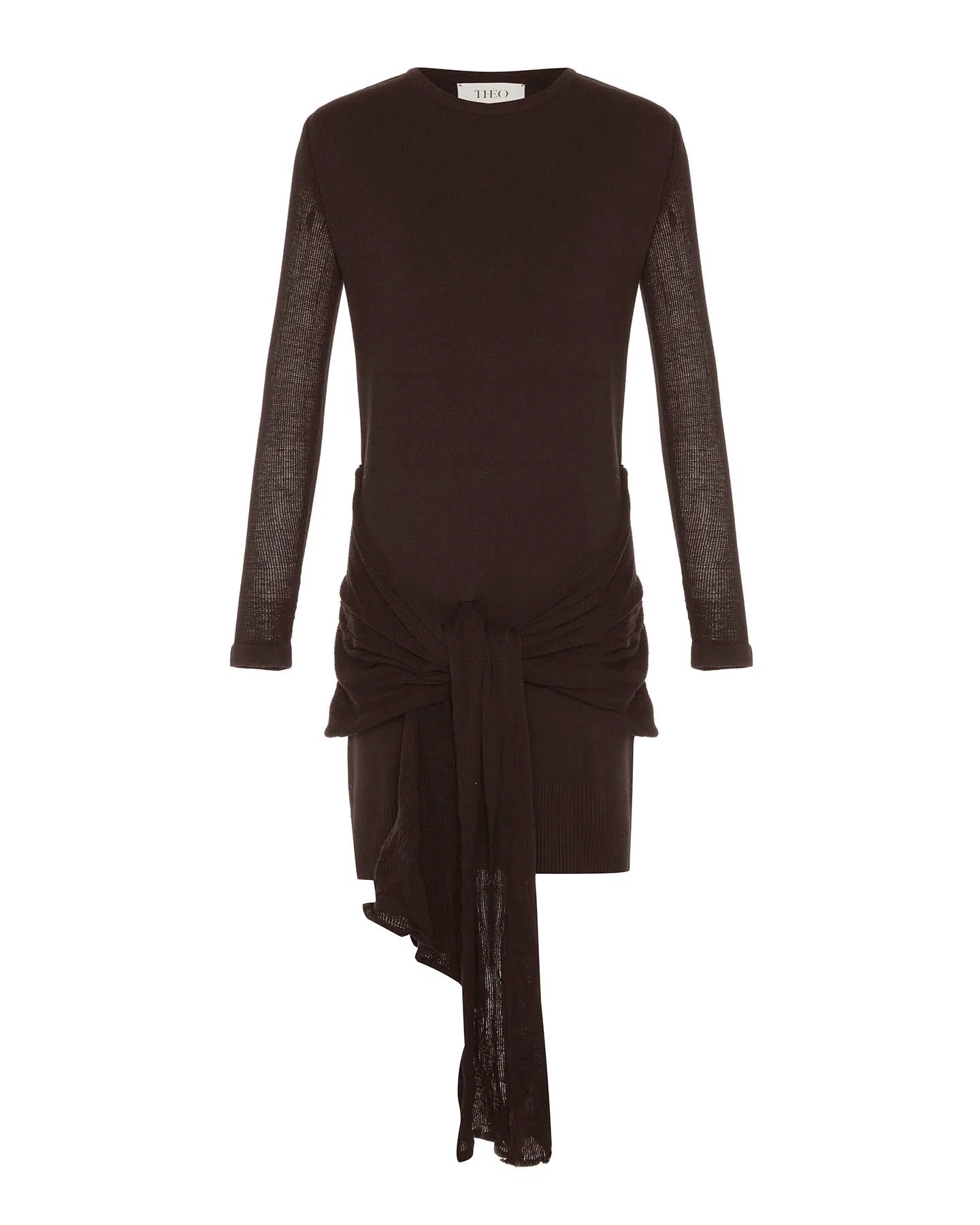 Theo the Label Nomia Draped Knit Dress| Koffee Bean