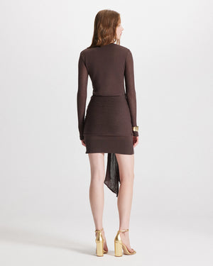 Theo the Label Nomia Draped Knit Dress| Koffee Bean