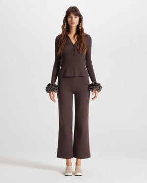 Theo the Label Nomia Ribbed Pullover with Ruffle Sleeves | Koffee Bean