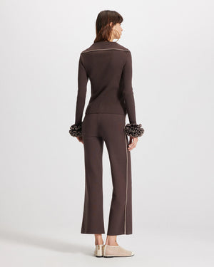 Theo the Label Nomia Ribbed Pullover with Ruffle Sleeves | Koffee Bean
