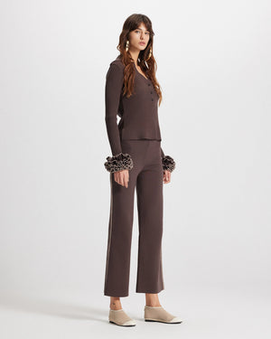 Theo the Label Nomia Ribbed Pullover with Ruffle Sleeves | Koffee Bean