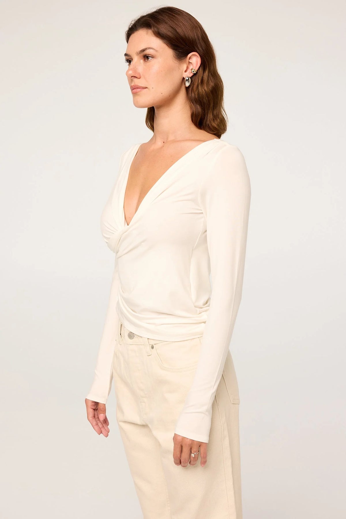 Umi Pleated Long Sleeve Top | White