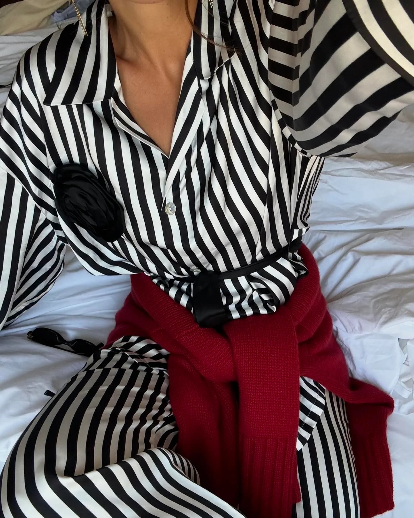The Rose Oversized Satin Pajama Set | Stripes
