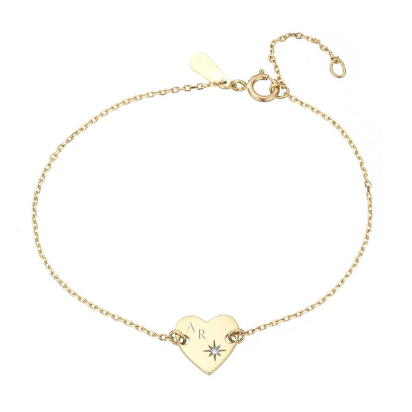 Adina Reyter Tiny Diamond Heart Stamp Bracelet