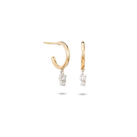 2 Diamond Charm Huggie Hoops
