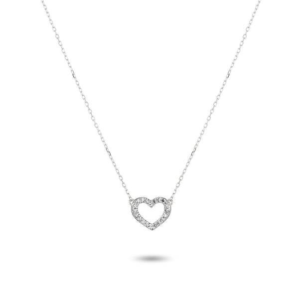 Adina Reyter Tiny Pavé Open Folded Heart Necklace