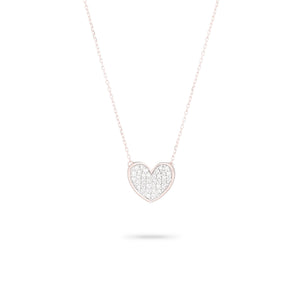 Adina Reyter Pavé Folded Heart Necklace - Rose Gold